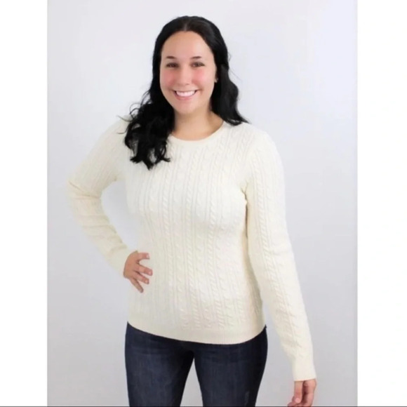 Cable Knit Crew Neck Sweater - Cream - Picture 2 of 7
